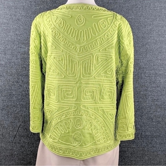 Joni B Lime Green Embroidered Trapeze Blazer - Picture 7 of 11